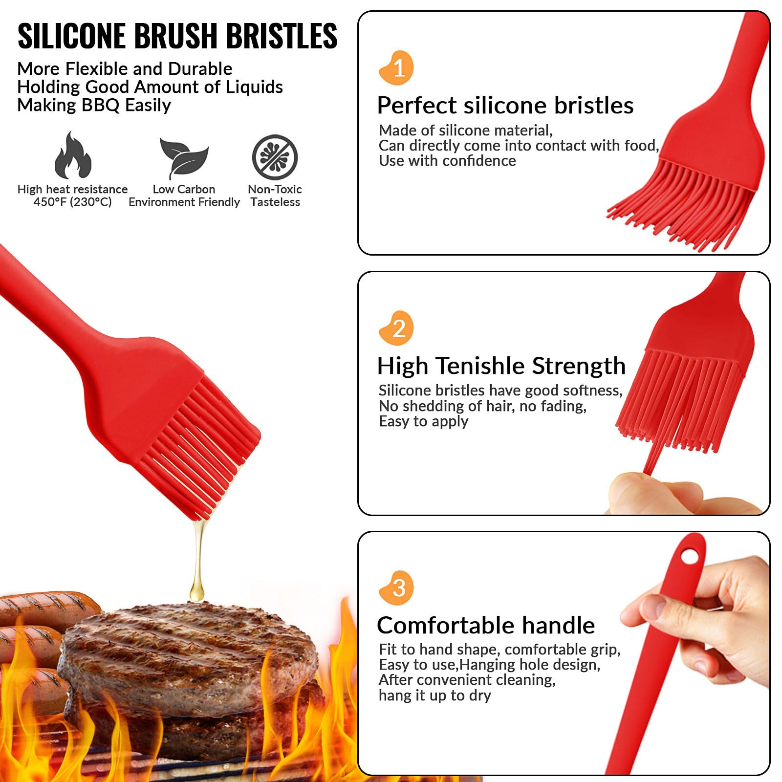 2 Pennelli Da Pasticceria in Silicone 21 Cm, Resistenti Al Calore