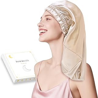 Townssilk Copri-capelli in seta per dormire, 100% seta di gelso 22 momme, per donna, lussuoso, traspirante, si posiziona comodamente durante la notte senza pressione, ideale per capelli lunghi e ricci