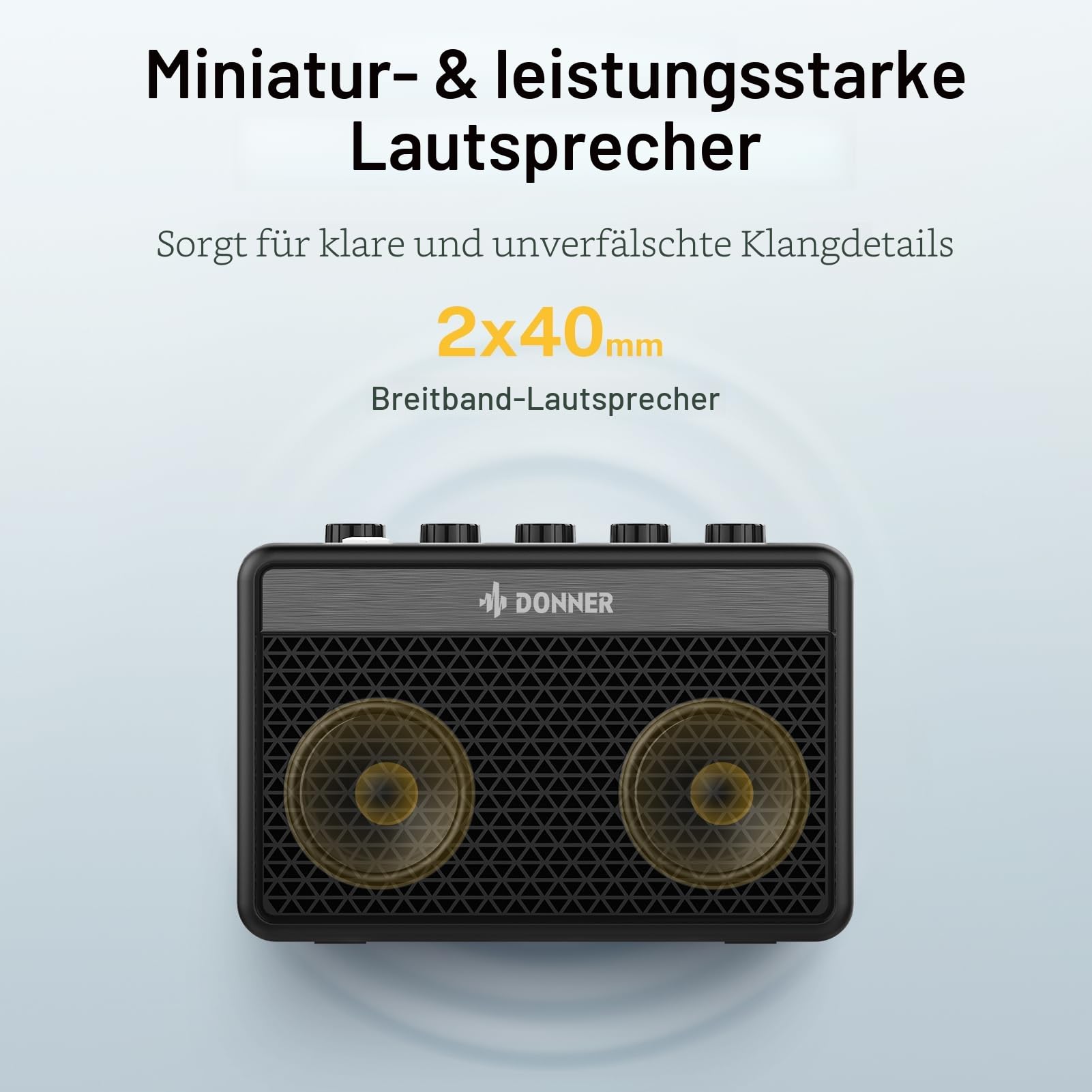 Donner 5W Electric Guitar Amplifier, Mini Gitarre Verstärker Wiederaufladbar, tragbarer Guitar Amp mit britischem Retro-Klang, Sauberer Ton, Warmer Overdrive, Unruhige Distortion(DA-10)