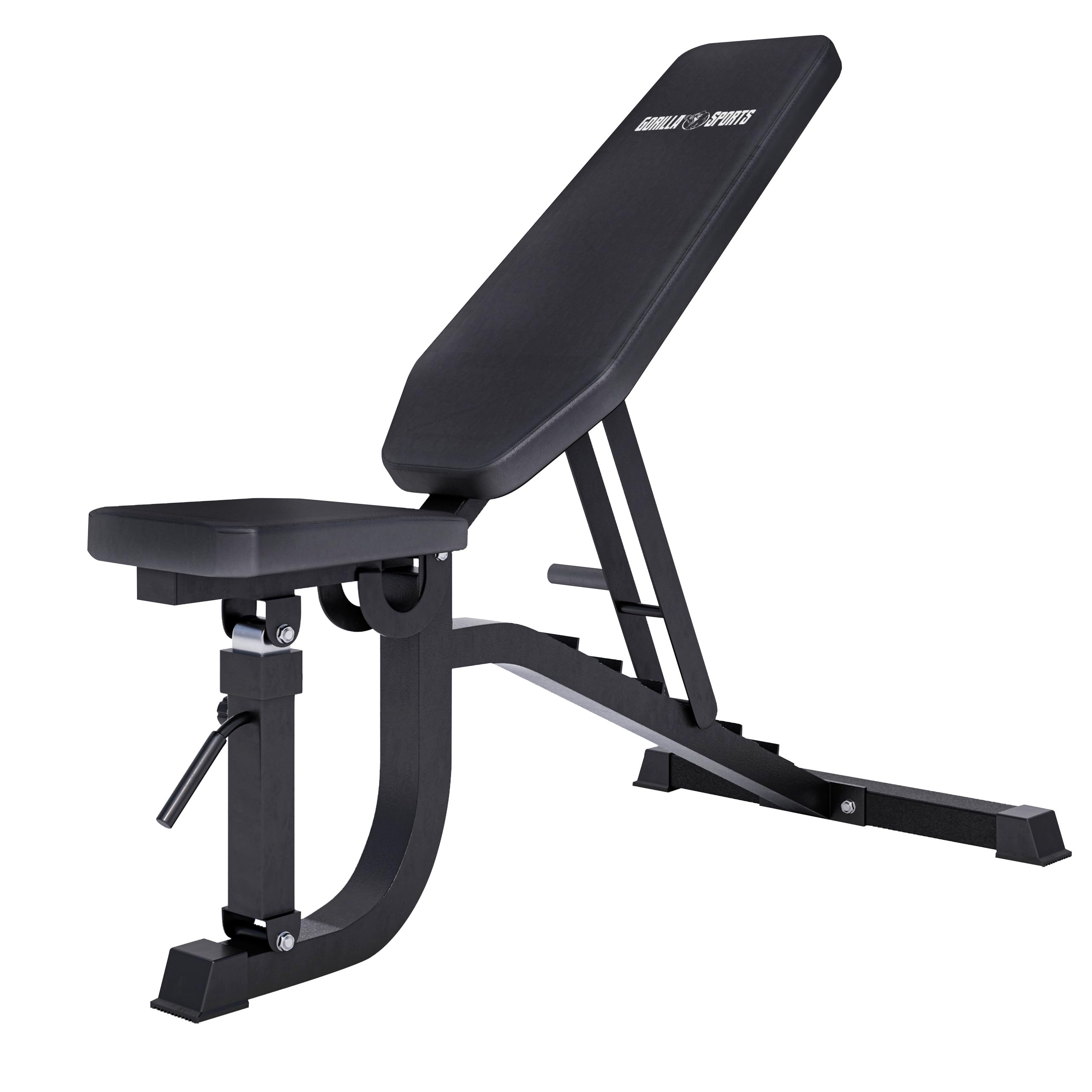 GORILLA SPORTS® Panca da Palestra - Piana o Reclinabile, Schienale Regolabile in 7 Livelli, Sedile Regolabile in 5 Posizioni, Carico Massimo 1462 kg - Panca Pesi, Multifunzione, Fitness, Allenamento
