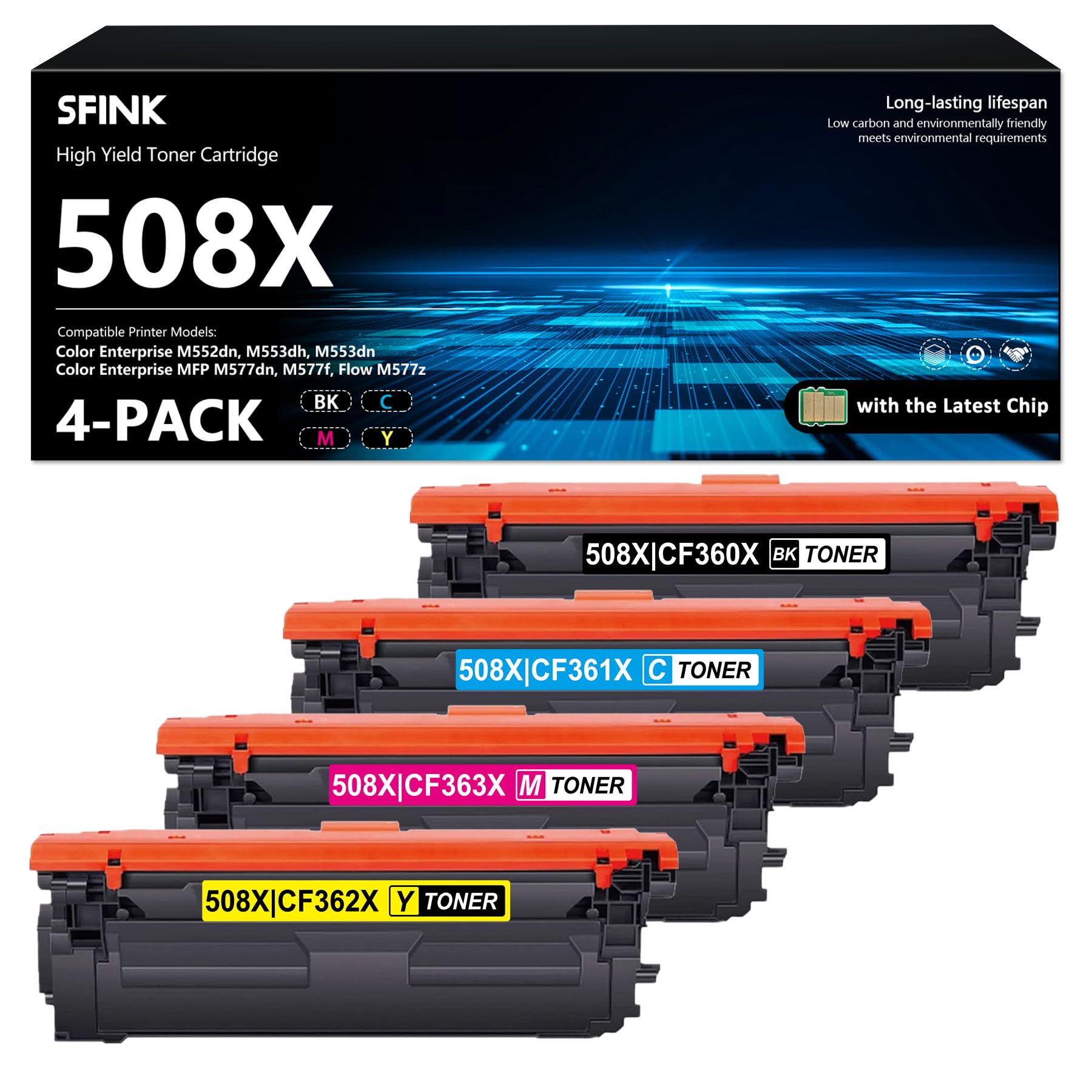 Amazon.com: 508X Remanufactured Toner Cartridges 4 Pack High