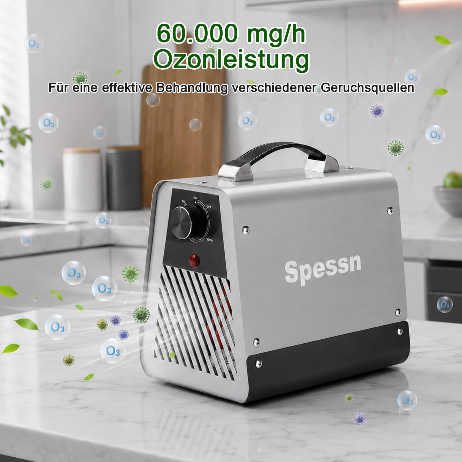 Generador de ozono 60.000 mg/h con temporizador de 120 min, para