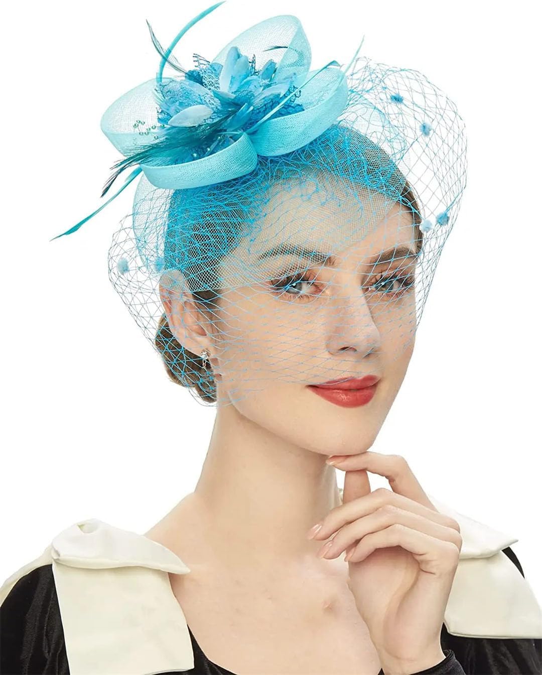 Fascinator Hats For Women Tea Party Headband Wedding Accessories Flower Mesh Hats