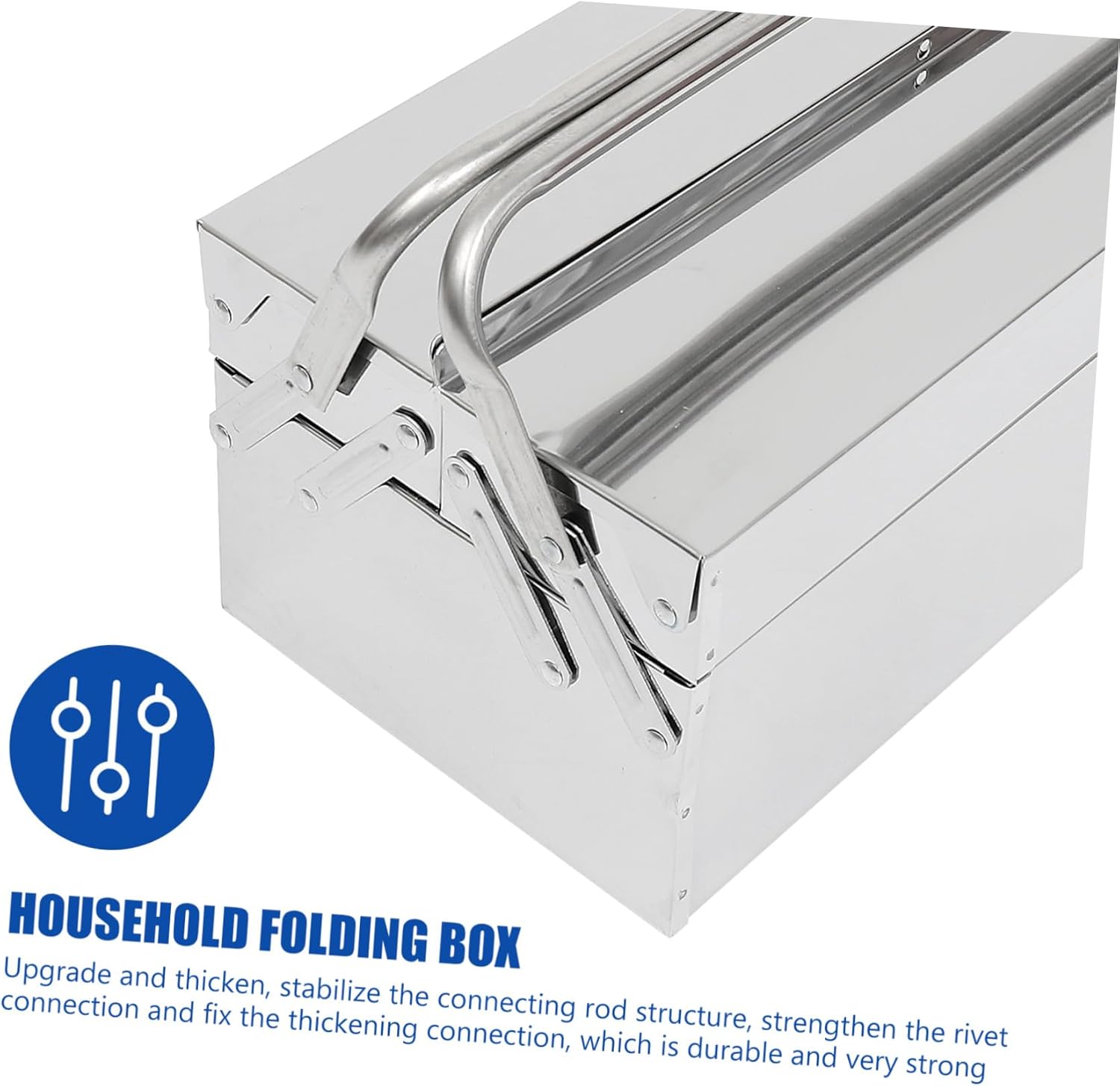 Gatuida Household Stainless Steel Tools Suitcase Foldable Storage Box with Handheld Design for Home Repair Organizer for Screwdrivers Wrenches and Tools