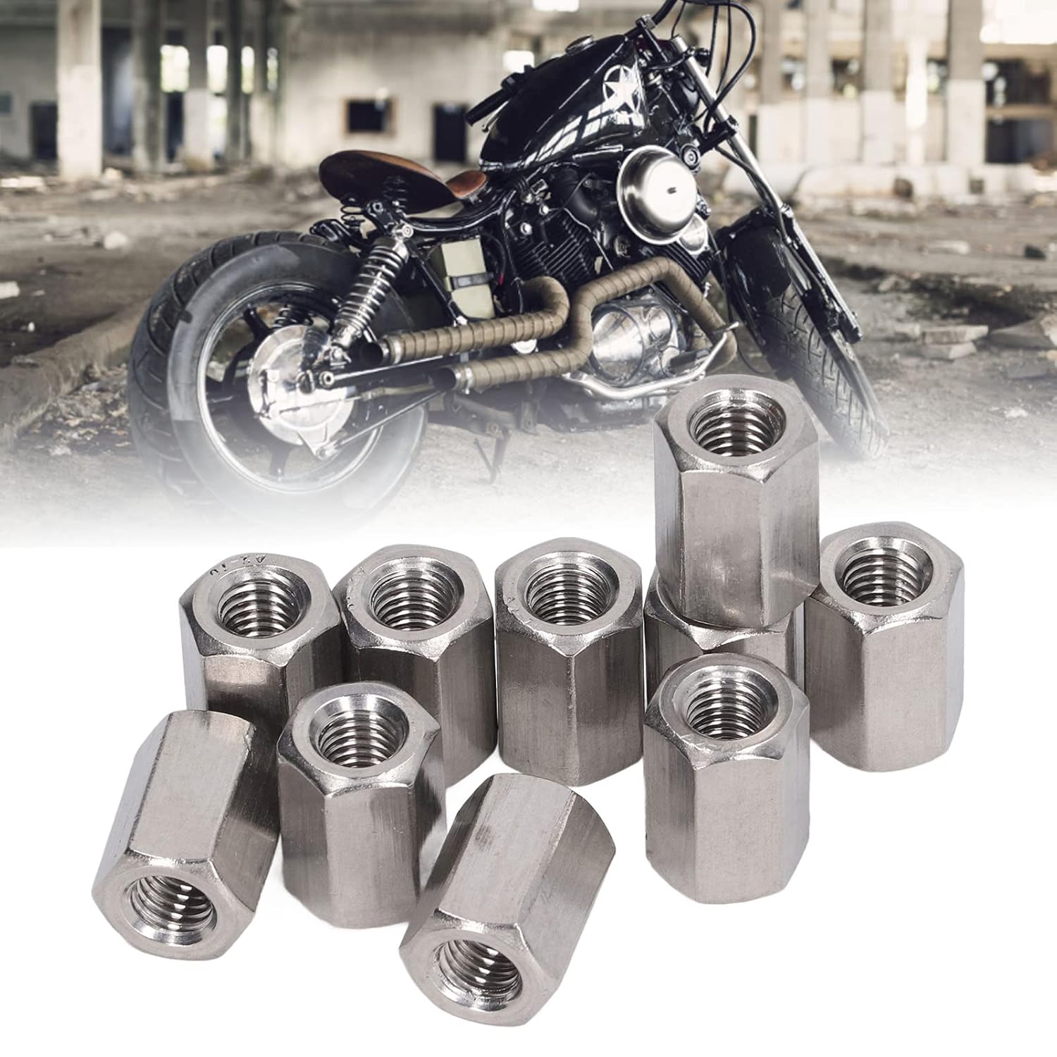 Pack of 10 M10 x 1.5-Pitch 25mm Length Metric Hex Coupling Nut 304 Stainless Steel Fully Threaded