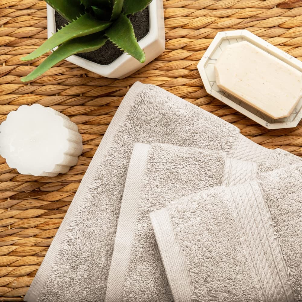 Superior - Set di Asciugamani, Cotone Egiziano, Pietra, 900 g, 3 Pezzi