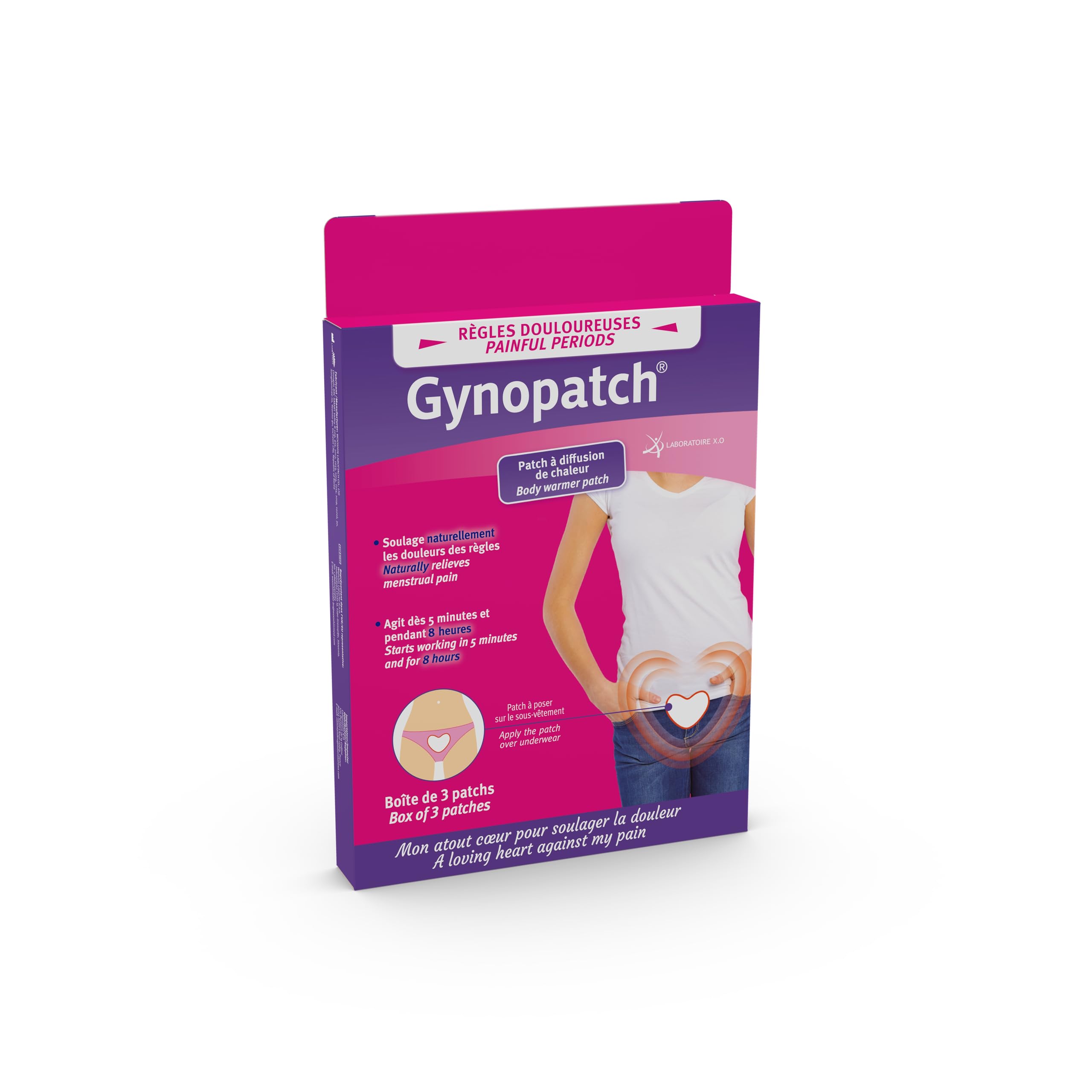 Gynopatch® Reglas dolorosas - Parches para el dolor menstrual, difusión natural de calor, paquete de 3 unidades