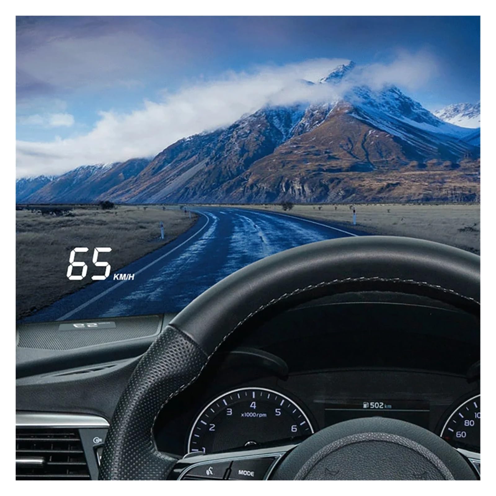 Auto HUD Proyector De Coche Alarma Head Up Display Velocímetro Parabrisas(MPH rotational)