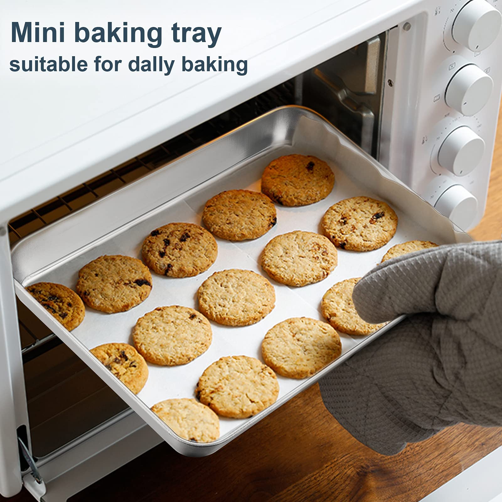 Joyfair Set di 2 teglie da forno piccole in acciaio inox, teglie da forno profonde, rettangolari, per torte, brownie, lasagne, casseruole, 23 x 17 x 5 cm, resistente, finitura opaca e lavabile in