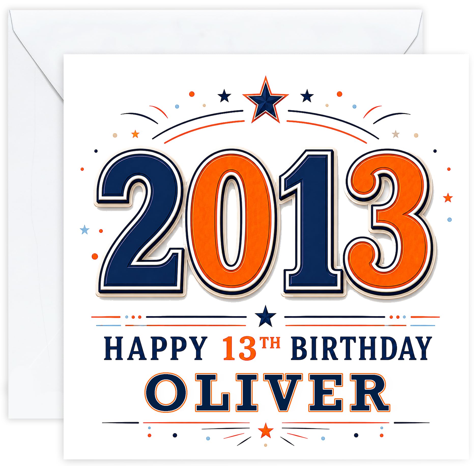 Personalised 13th Birthday Card for Boy | Thirteenth Birthday Card for 13 Year Old Boys Teenager | Son Grandson Nephew Brother Godson | Birthday Card for Him with Name (Design 07)