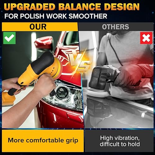 Miniatura 3 de Kit de pulidor inalámbrico para batería Dewalt de 20 V (sin batería), pulidora orbital de coche, 6 velocidades variables de 1800 a 6500 RPM,