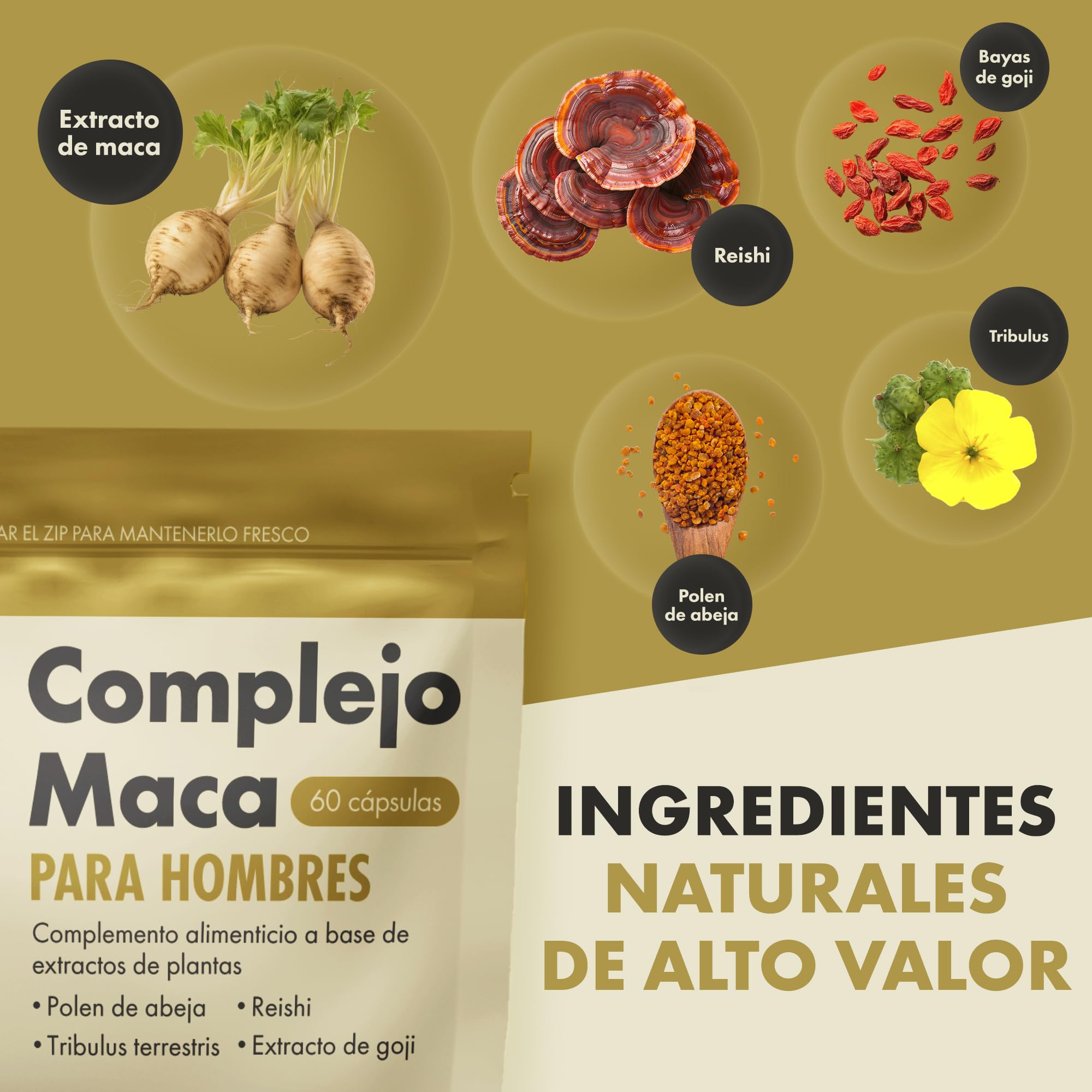 Incite Nutrition Maca Root Complex – 60 cápsulas veganas | Maca negra con reishi, tribulus y bayas de goji – Apoyo a la energía y la vitalidad – Cápsulas de raíz de maca para hombre