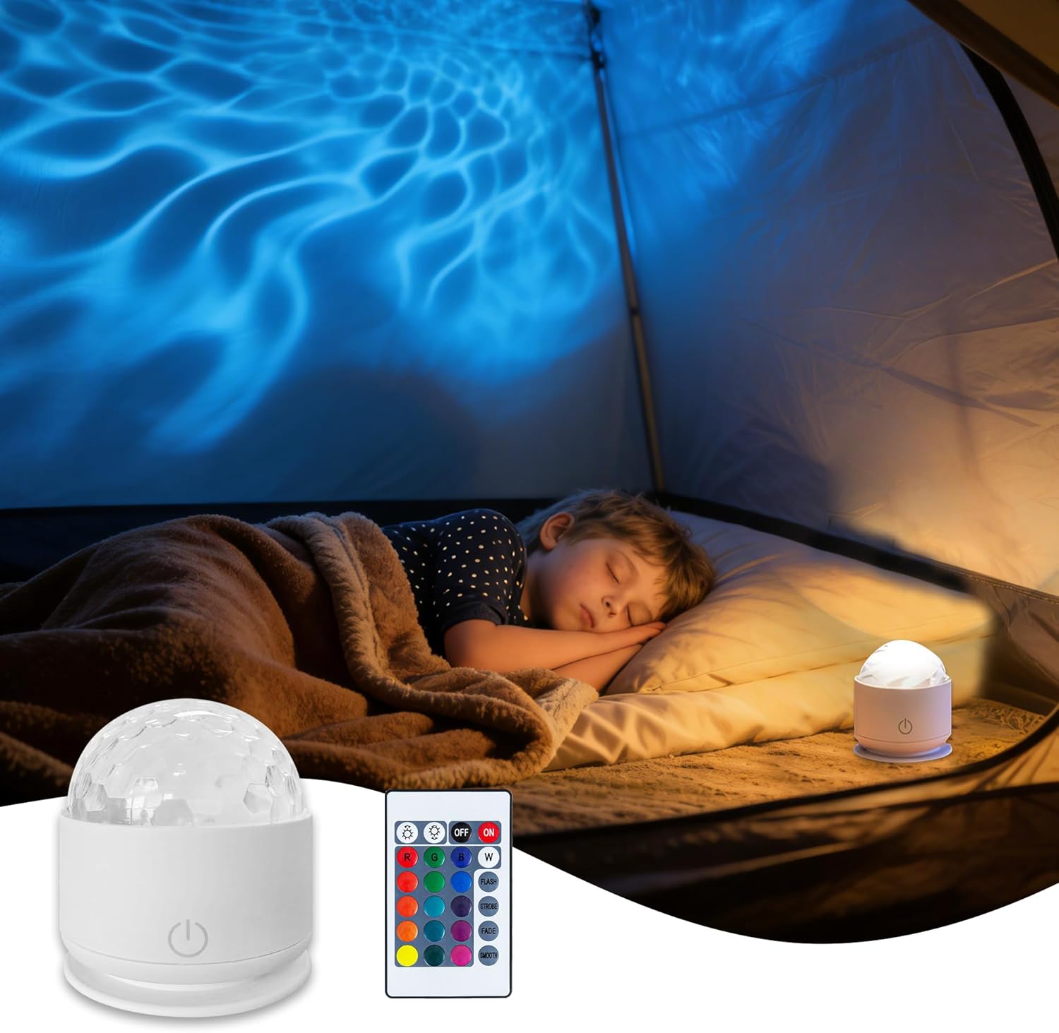 Calming Sensory Lights Projector for Autism & Anxiety Relief, Ocean Wave Light with 15 Color Patterns, Projects Water Ripple Effects on Walls/Ceiling, Sensory Toys for Kids & Adults