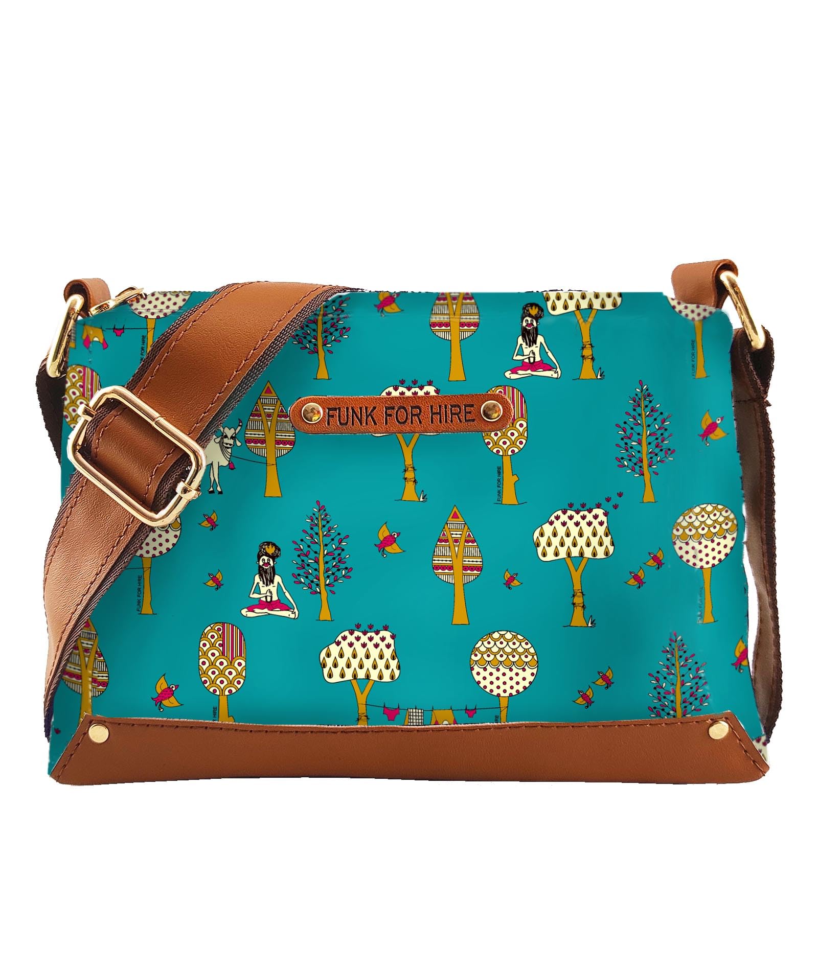 Women Printed Canvas Small Mini Compact Box Sling Crossbody Bag with Wide Broad Strap-image-22