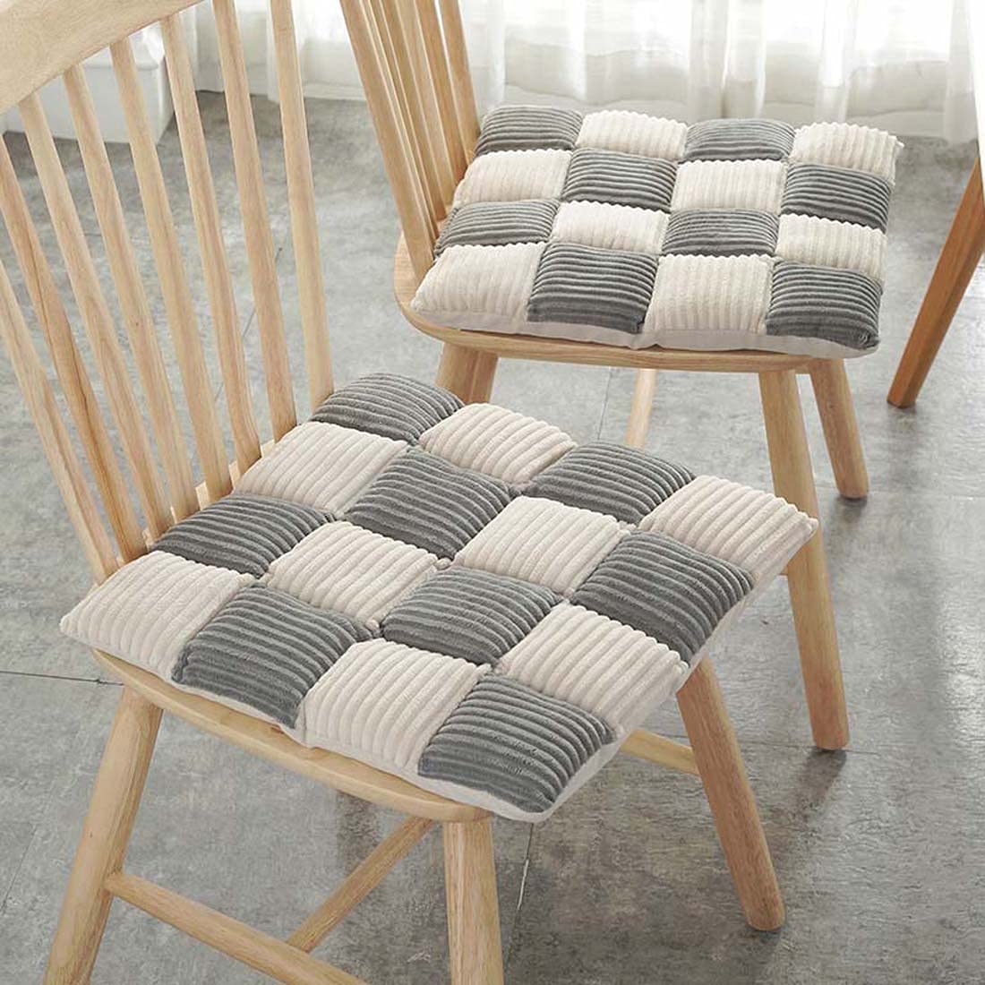 Coussin de chaise gris 42x42 anti assise dure pour chaise de salle à manger cuisine