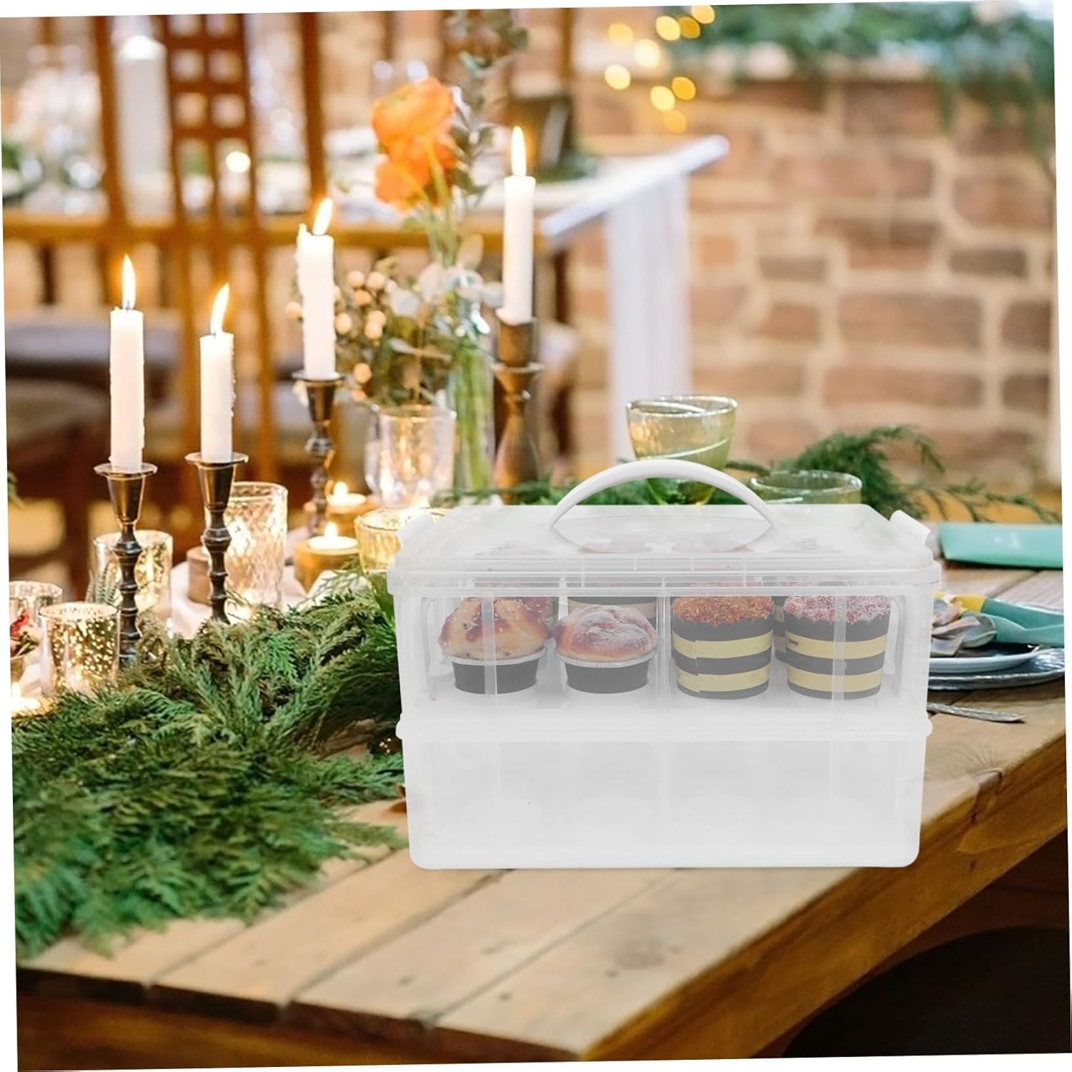 Elegant Cake Carrier Box Two Dessert Transport Container for and Cakes Transparent Design for Easy Viewing for Parties and Events
