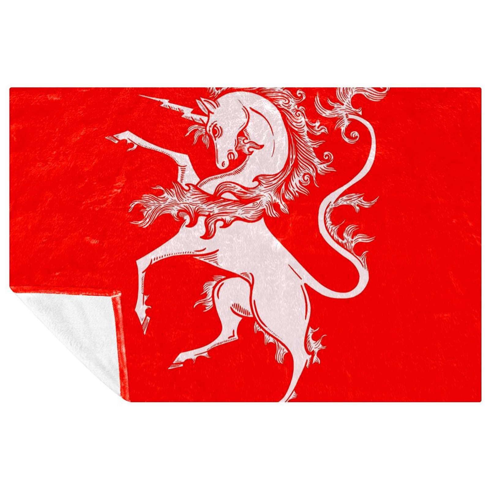 Couverture licorne rouge plaid douillet qui réconforte petits et grands