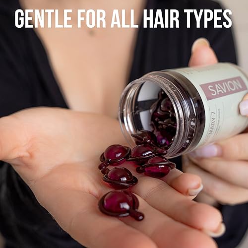 Miniatura 4 de SAVION Cápsulas de tratamiento capilar con aceite de romero - Suero para el cabello sin enjuague con ricino, argán, jojoba, coco, árbol de té,