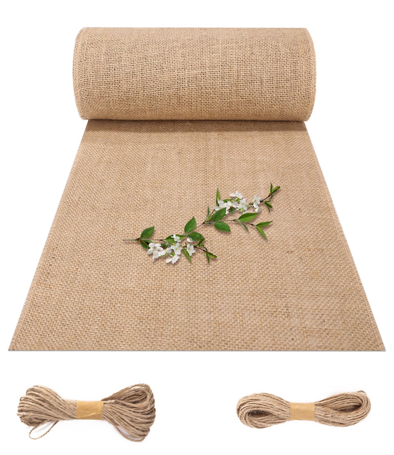 Jissta Camino de Mesa de Arpillera 30cmx1000cm,Natural Camino de Mesa Arpillera, Camino de Mesa Tela Arpillera Vintage para Mesa de Yute para una Boda al Aire Libre de Estilo rústico