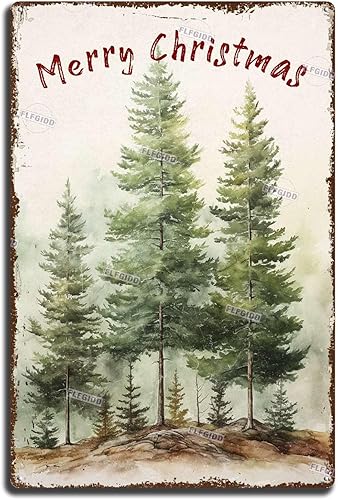 Decoración de pared vintage para árbol de Navidad, letrero de metal para decoración de pared vintage, baño, jardín, tienda retro, cafetería, 8.00 x