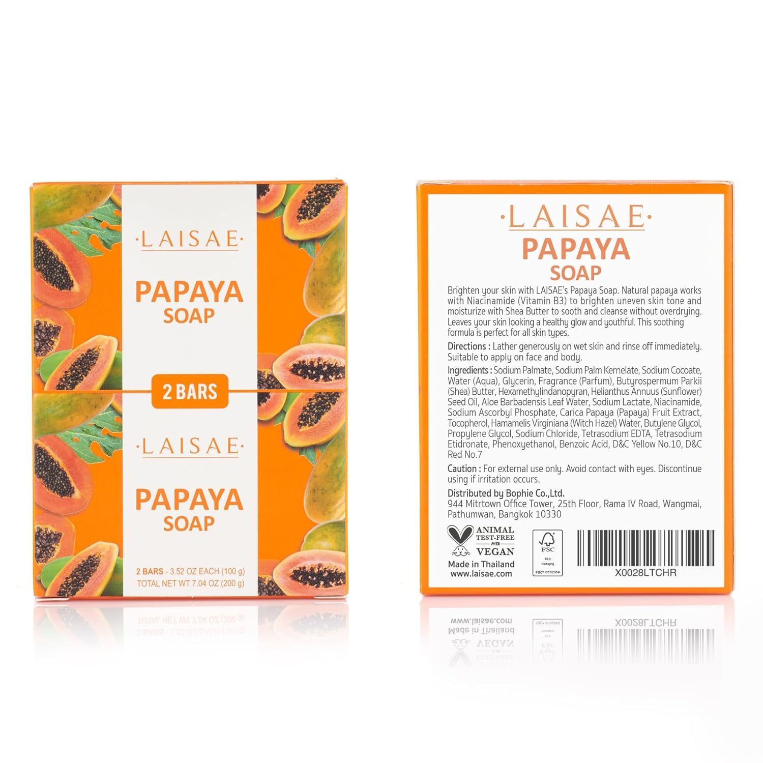 Papaya Aufhellende Seife – für Peeling und Reinigung des Körpers, beseitigt Akne-Narben, Altersflecken und feine Linien, geeignet für alle Hauttypen (2 Riegel/100 ml)