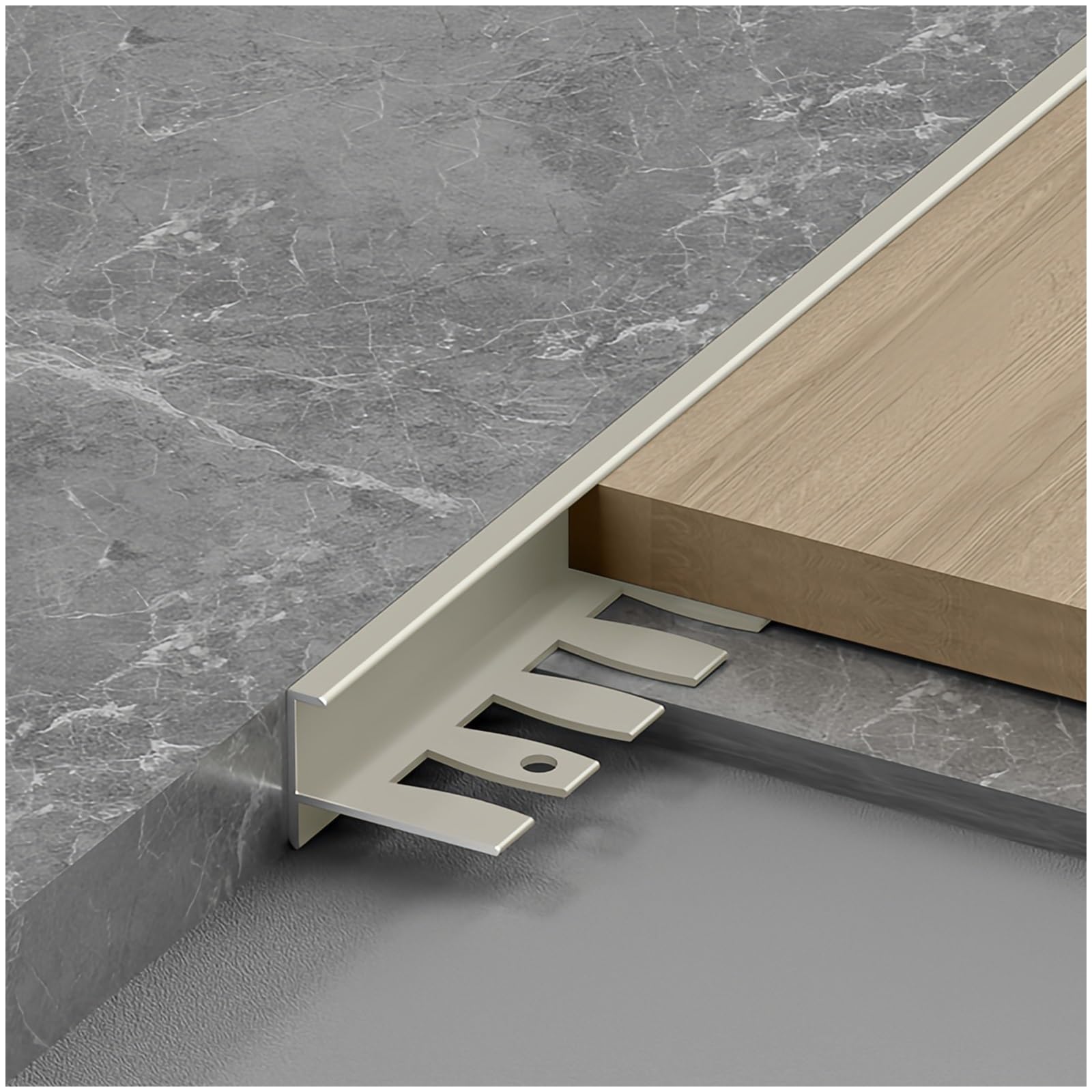 Floor Transition Strip, Laminate & Wood Flooring Section Divider Strip, Length 2.7m (3 * 90cm), for Joining Floor Gaps, Threshold, Floor Tiles(Champagne,H 18mm x L 2.7m(90cm*3))