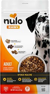 Nulo Freeze-Dried Raw+ Adult Dog Food, Chicken, Whitefish and Salmon, 5 lb Bag