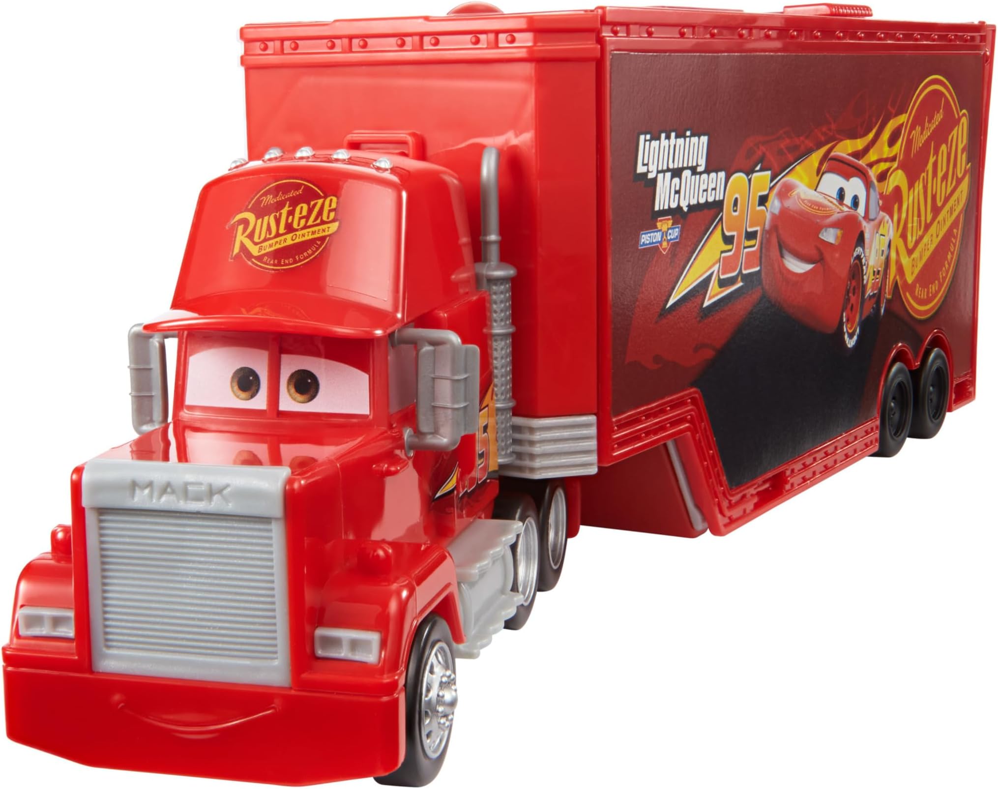 Mattel Disney and Pixar Cars Transforming Mack Playset, 2-in-1 Toy Truck & Tune-Up Station with Launcher, Lift & More, Movie-Inspired Graphics, Gift for Kids Ages 4 Years Old & Up, HDC75