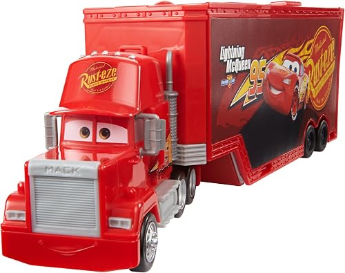 Mattel Disney en Pixar Cars Transformerende Mack Speelset, 2-in-1 speelgoedtruck en onderhoudsstation met lanceerinrichting, lift en meer, op de films geïnspireerde decoraties, 4 jaar HDC75 - 1