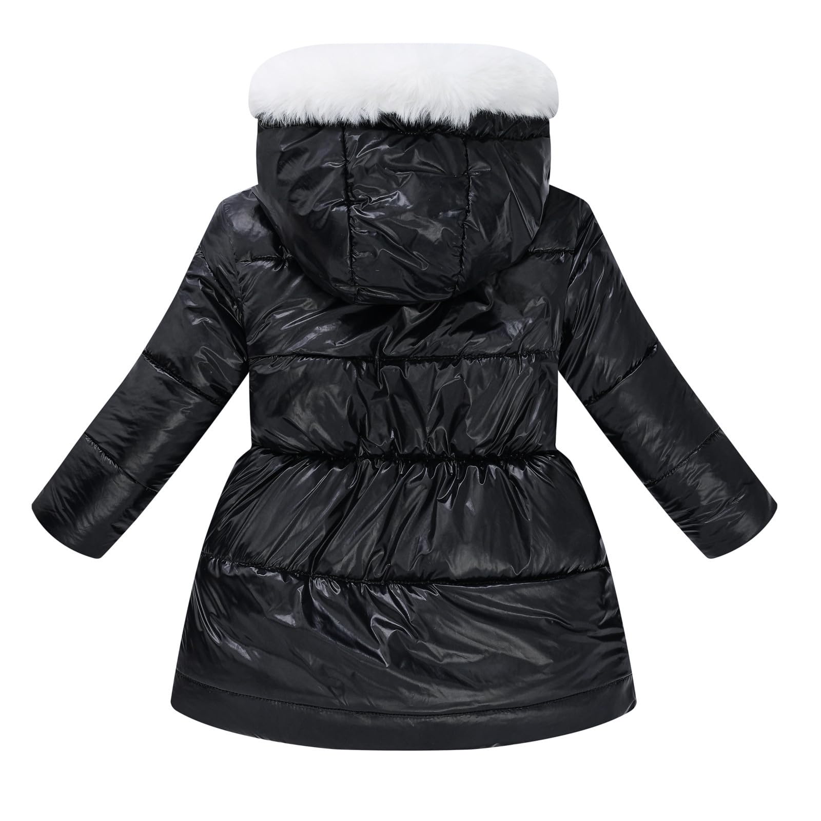 duxyoz Manteau d'hiver coupe-vent épais et chaud pour filles - Veste thermique à capuche avec capuche en fourrure - Parka doublée en polaire - Manteau matelassé rembourré pour enfants de 4 à 12 ans