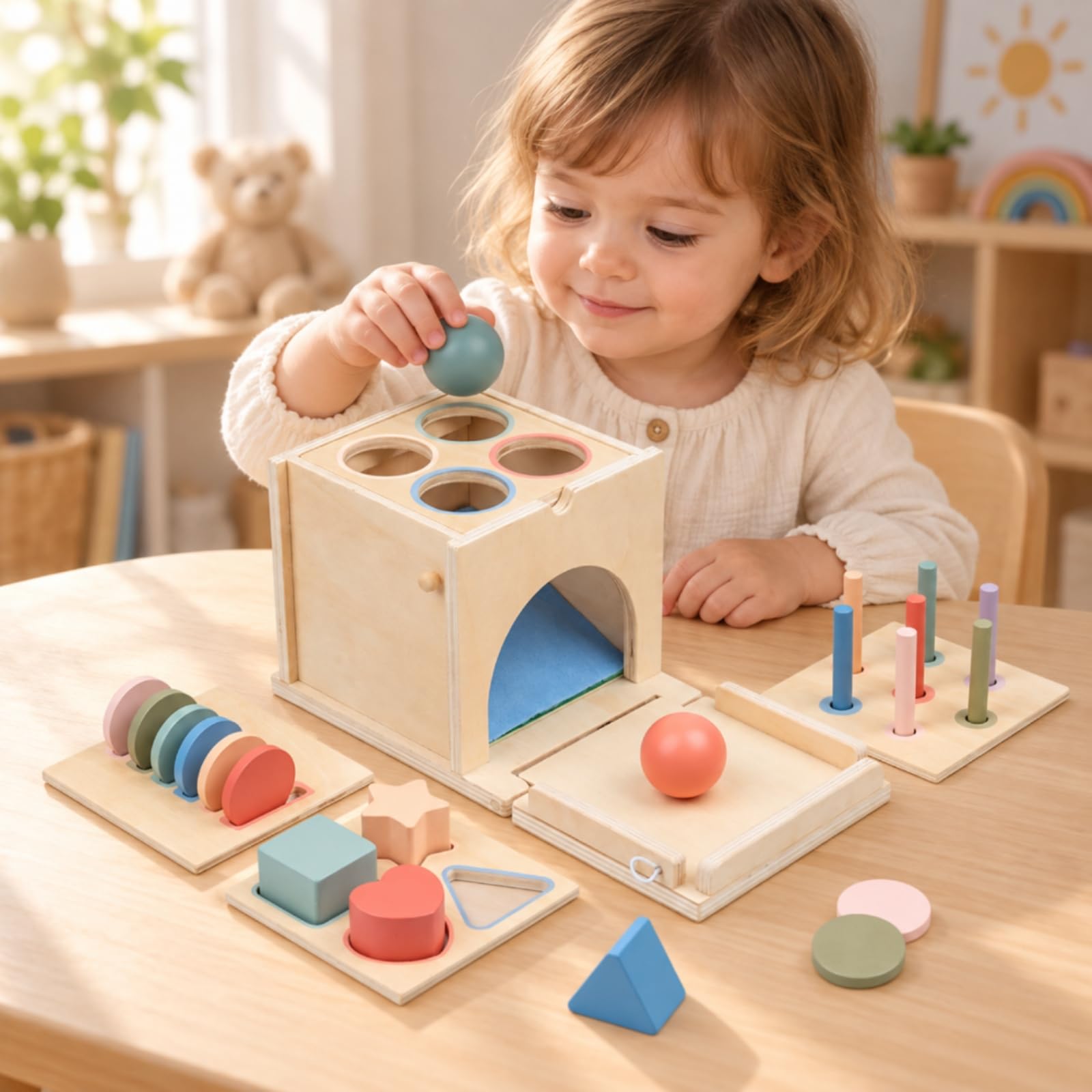 Scatola Attività 4 in Singolo l'apprendimento Precoce ideale Regalo Gioco di Motricità Fine Tavole Intercambiabili senza Schermi