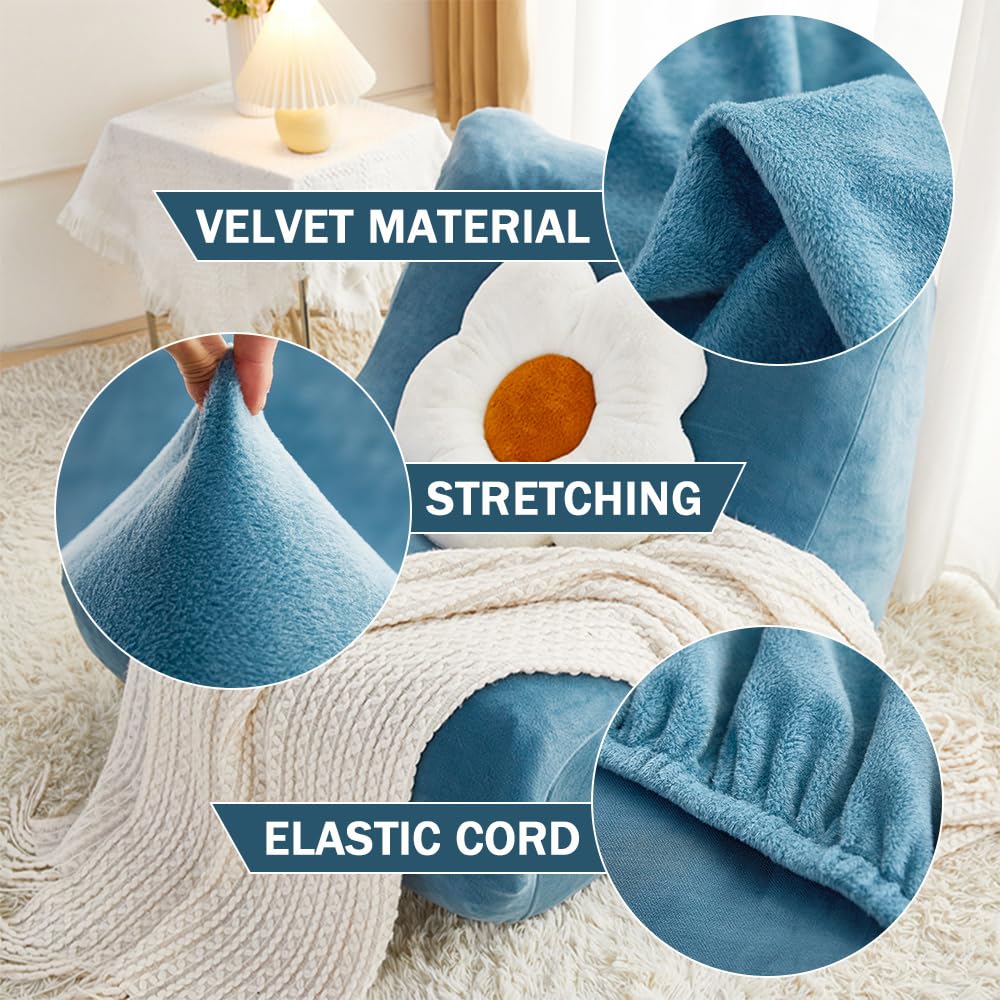 Highdi Copridivano Senza Braccioli Elasticizzato In Velluto – Fodera Lavabile Antiscivolo Per Divano Letto, Protettore Per Soggiorno, Blu, Misura Universale