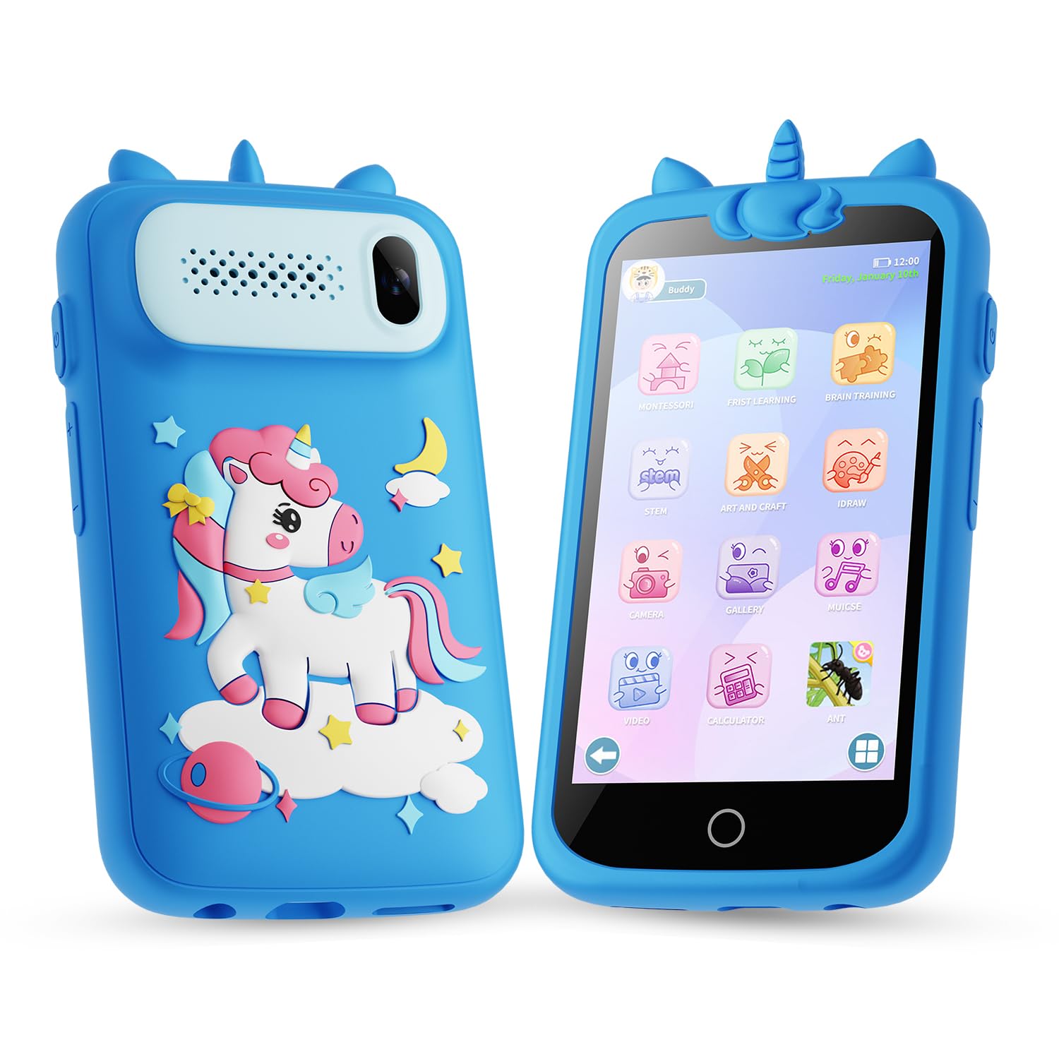 Kids Smart Phone Toys for Boys 3.97" Touchscreen Cell Phone for Kids Toddler Learning Gift Toys with Games Music Player, 8GB Card Blue