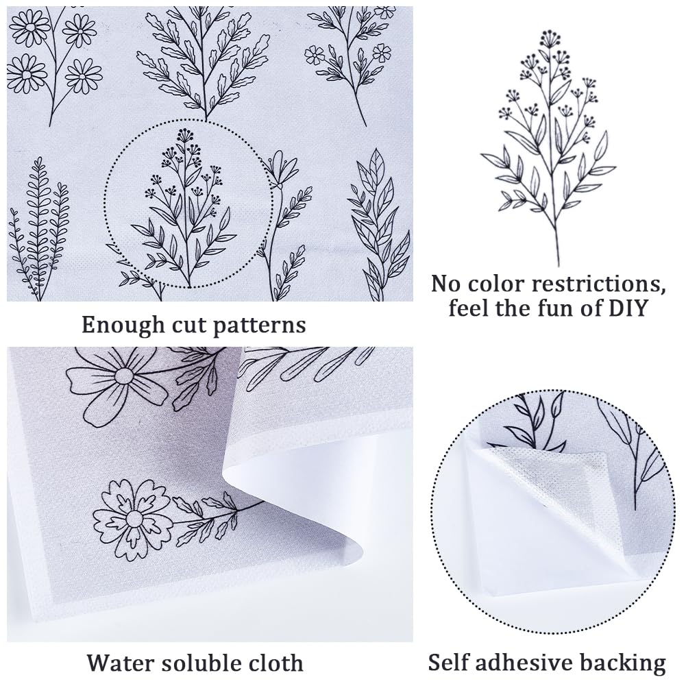 36 Stabilisateurs De Broderie Solubles Dans L'Eau Fleurs De Marguerite – Motifs Pré-Imprimés Mignons Pour Couture Main, Sacs, Vêtements & Patchs