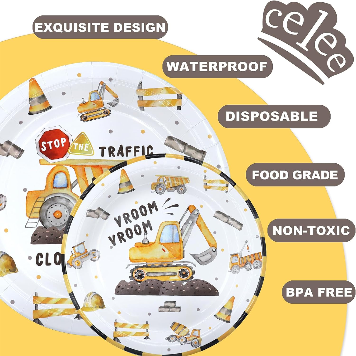 Construction Birthday Party Decorations Set - Construction Party Decorations, Plates, Napkins, and Forks for 20 Guests - Construction Themed Disposable Tableware and Birthday Decorations - Image 4