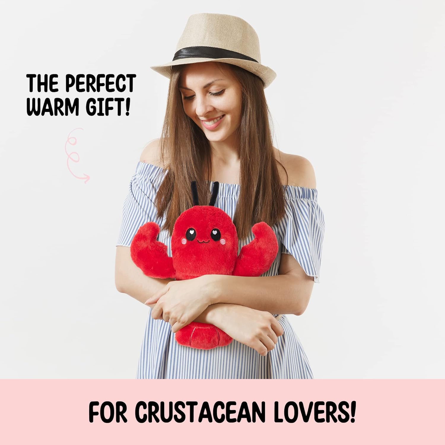 Crustacean Microwavable Unscented Heating Pad for Women - Warm Cozy Plush Heatable Stuffed Toy Animal - Hot and Cold Heat Bag Gift for Women and Girls Red - Image 2