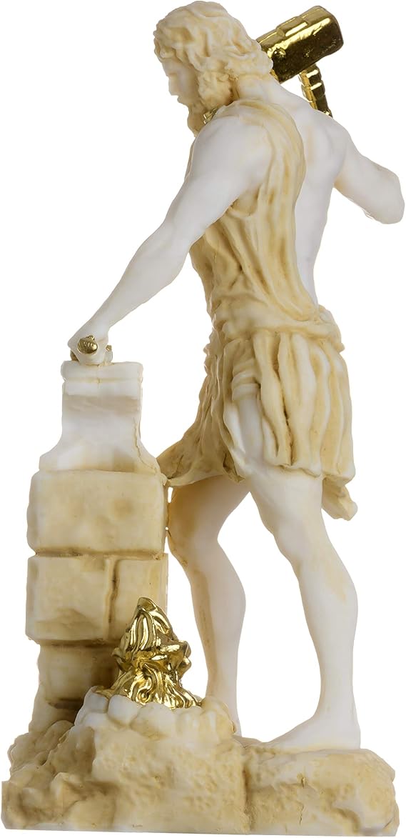BEAUTIFUL GREEK STATUES Hephaestus God of fire, Metalworking and The Art of Sculpture Gold Tone 6.69