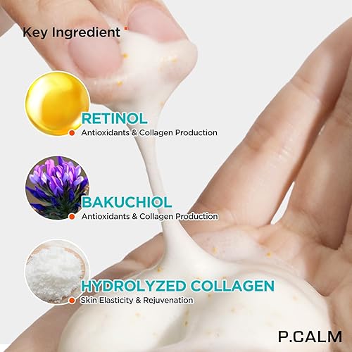 Miniatura 4 de P.CALM Retinolagen Ampolla Shot Foam Cleanser 4.1 fl oz  Lavado facial vegano para control de poros con retinol, colágeno, PHA, bakuchiol para