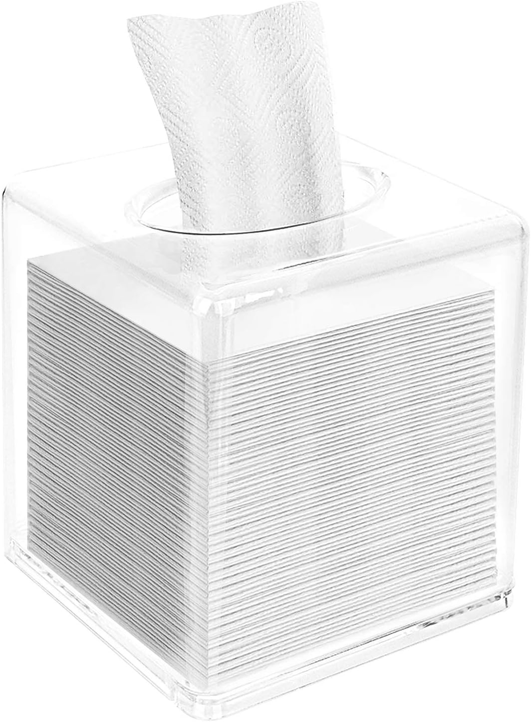 dedootFacial Tissue Dispenser Box Cover, Rectangle Acrylic Tissue Box 5.5x5.7 inches Clear Acrylic Tissue Box for Bathroom Countertop Drawer Kitchen