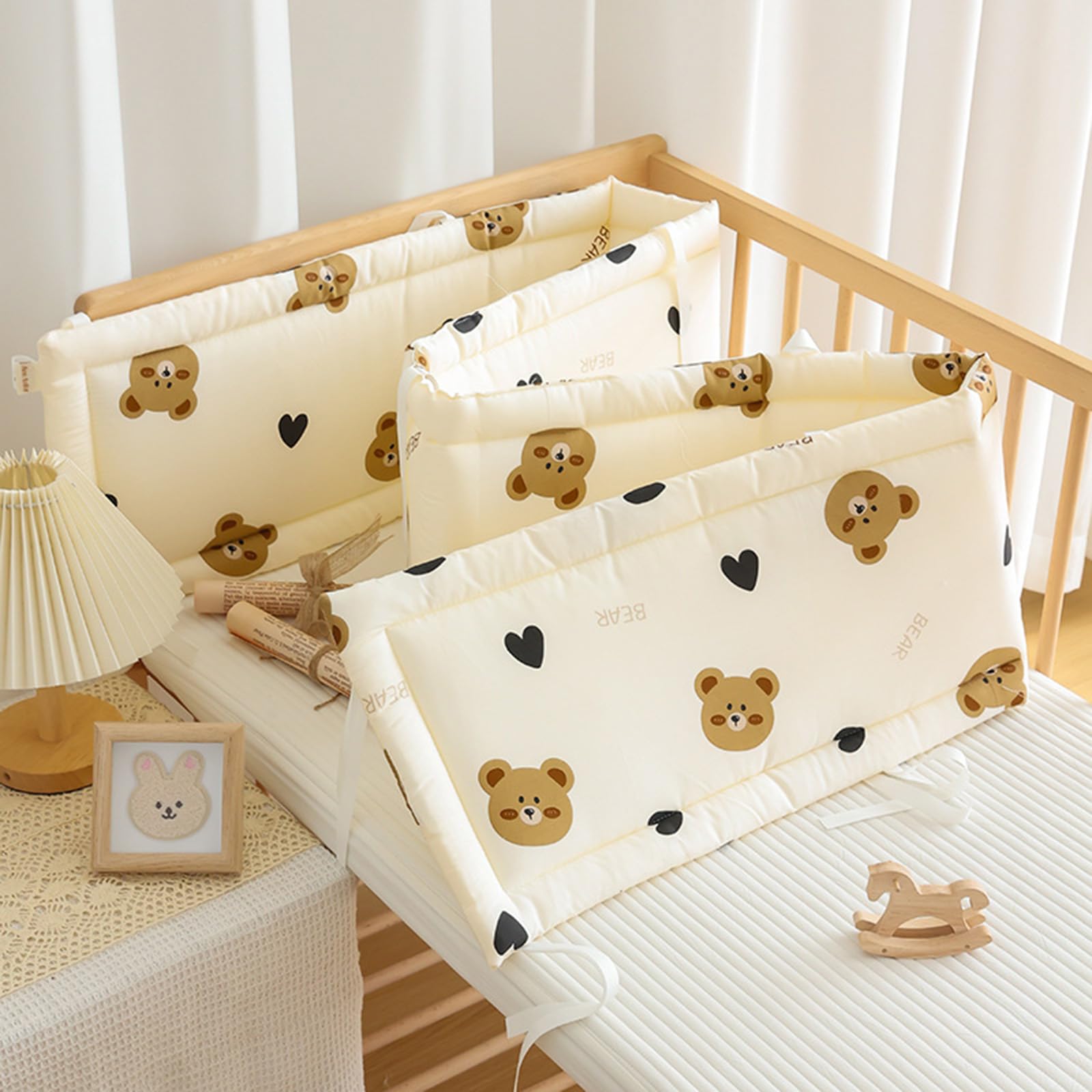 PTKG StoßFester Schutzgitter,Randschutz Babybett,Rausfallschutz für Kinderbett,Bettrolle für Kleinkinder Bett,Superdicker Antikollisions,Teppich fürs Bett Kopfschutz,F11,160cm