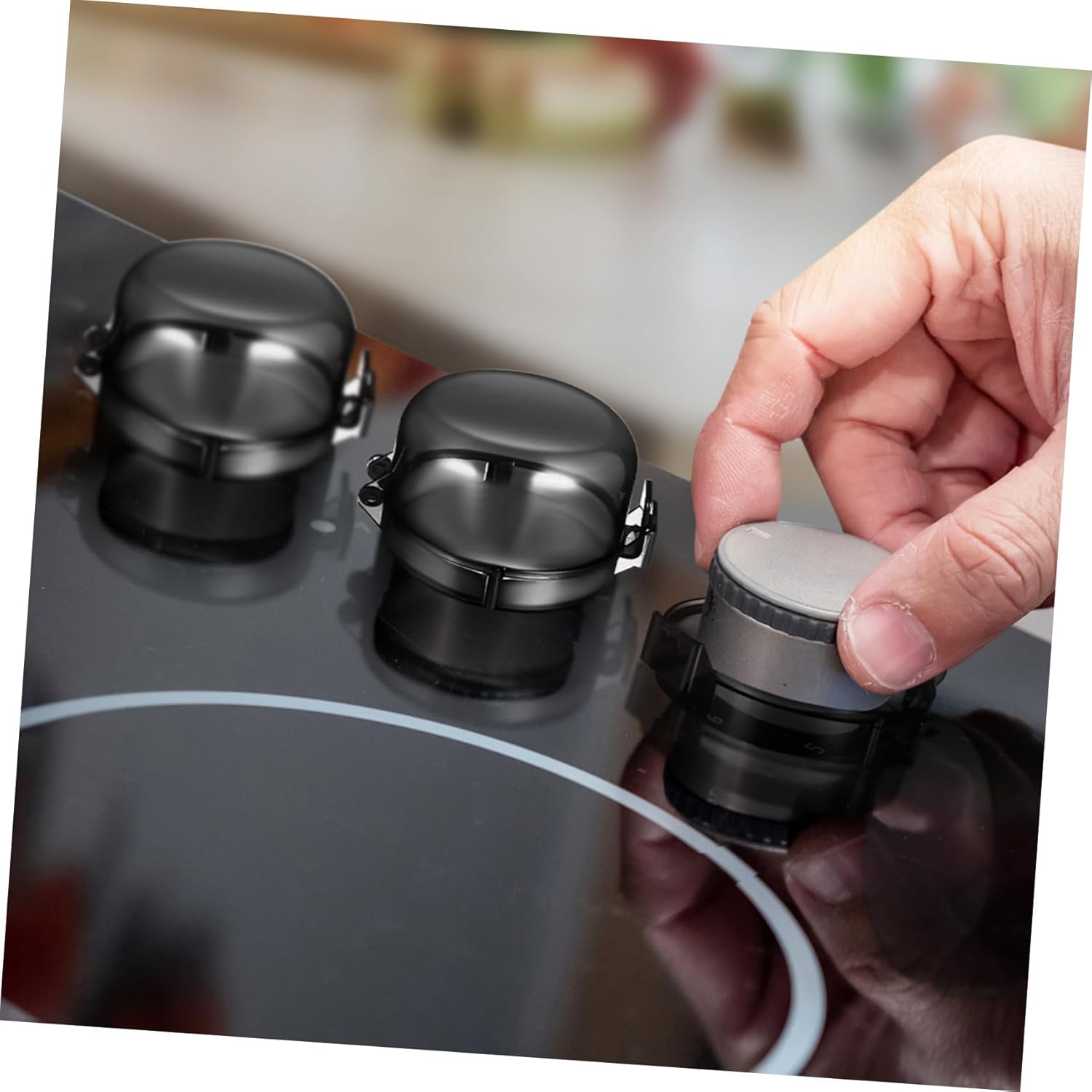 SHOWERORO 5pcs Childproof Stove Knob Covers Stove Oven Proofing Gas Safety Locks Sturdy Easy Adhesive Install