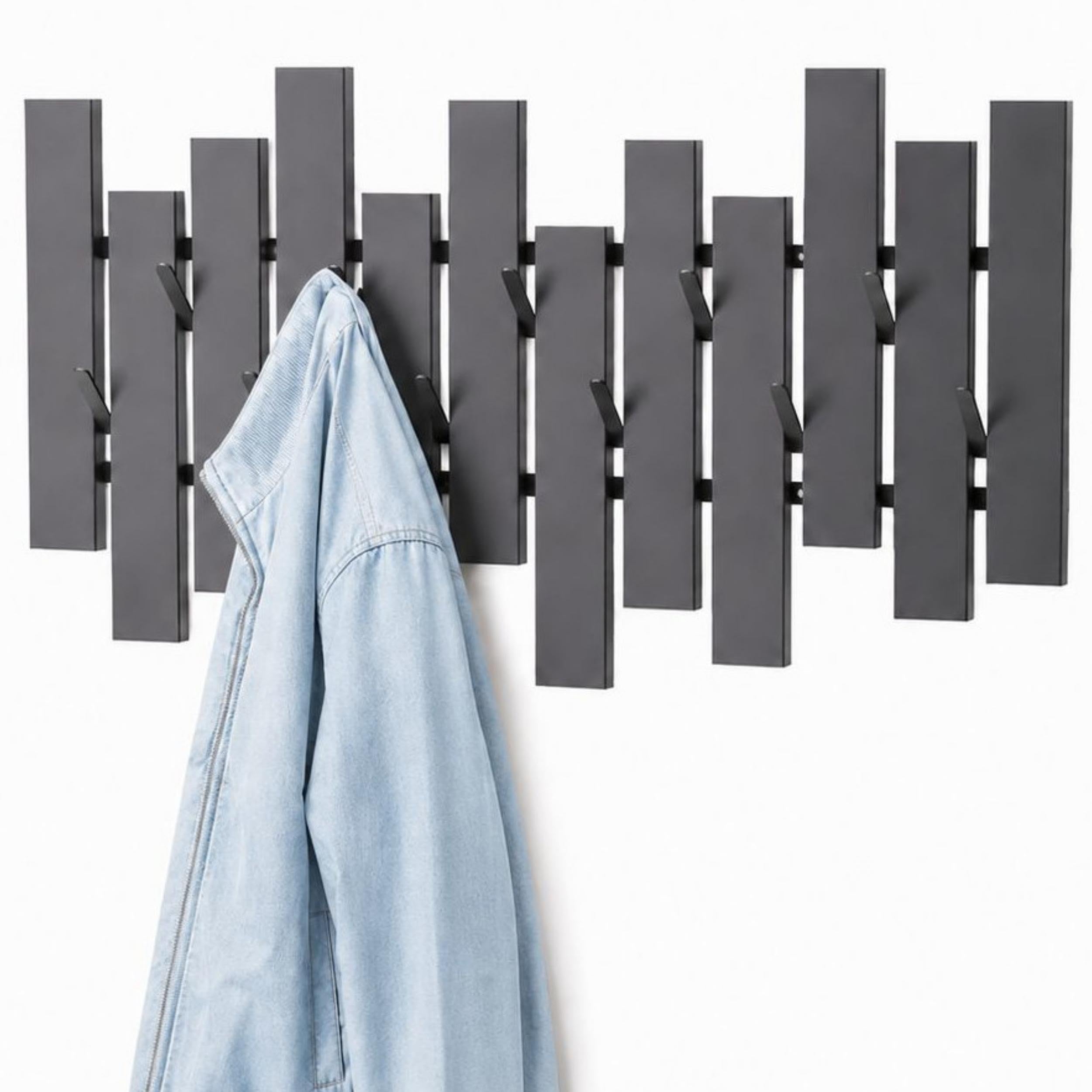 DanDiBo Wandgarderobe Schwarz Metall Modern 96713 Garderobe Wand mit Haken Garderobenleiste Hakenleiste Garderobenhaken