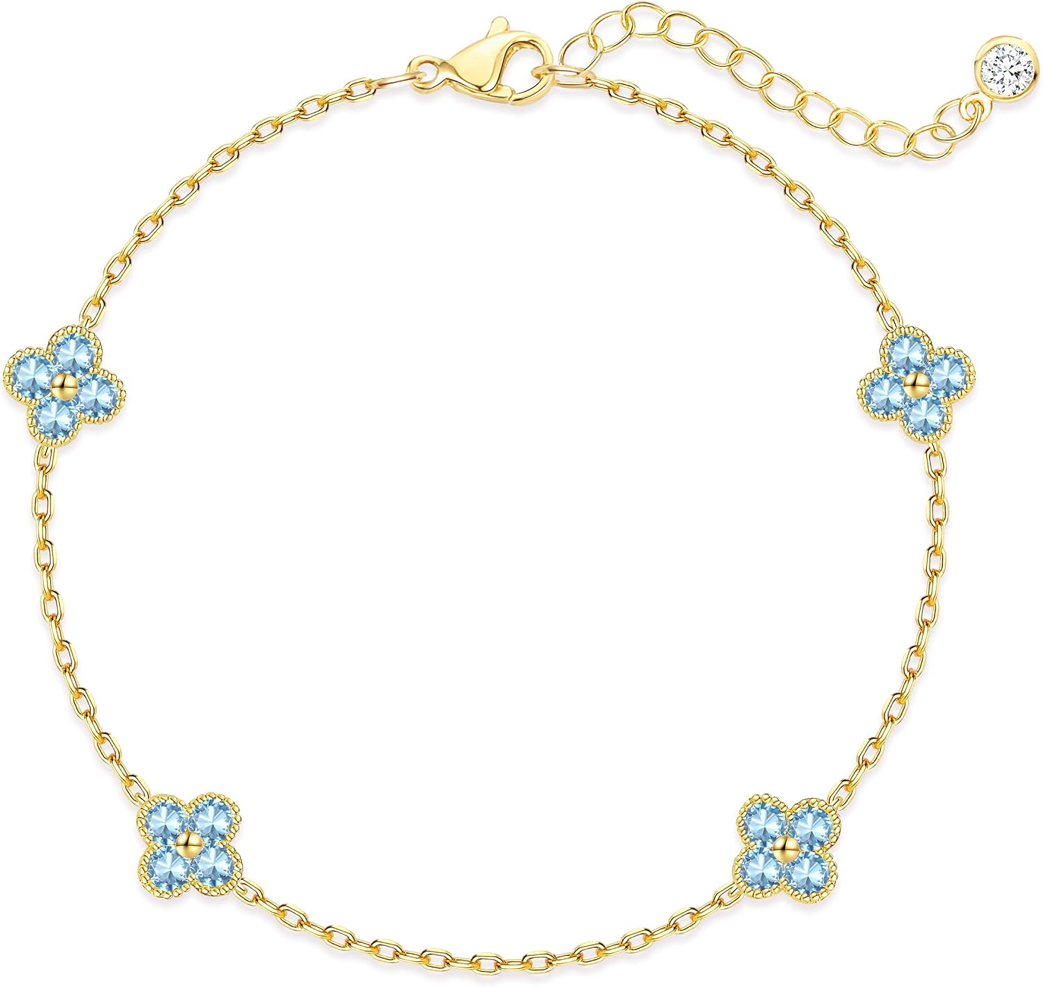 Gold Clover Birthstone Friendship Bracelet Stack for Women Birthday