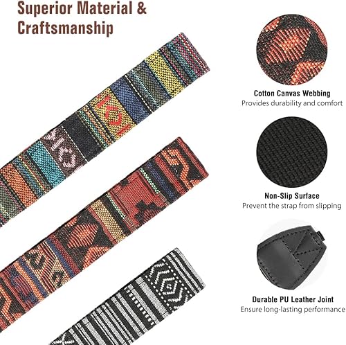 Miniatura 28 de MoKo Correa para cámara, correa tejida de lona de algodón retro, correa universal para el hombro para todas las cámaras DSLR/SLR Canon/Sony/Nikon