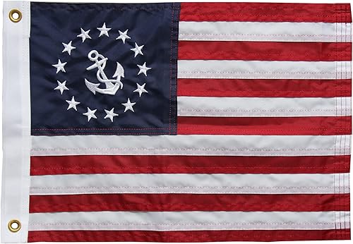 SYII Bandera de barco cosida de bandera de yate de EE. UU., 12 x 18 pulgadas, fabricada en Estados Unidos, banderas náuticas estadounidenses