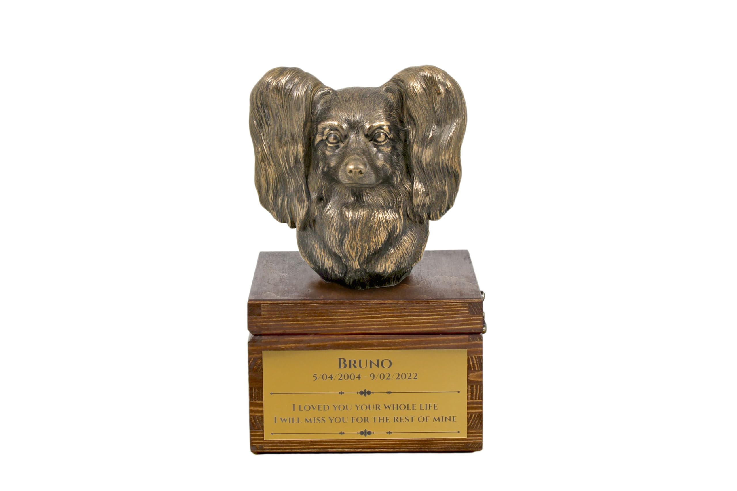 Urne commémorative chien Art-Dog en bronze et bois de bouleau - 16x28x16cm