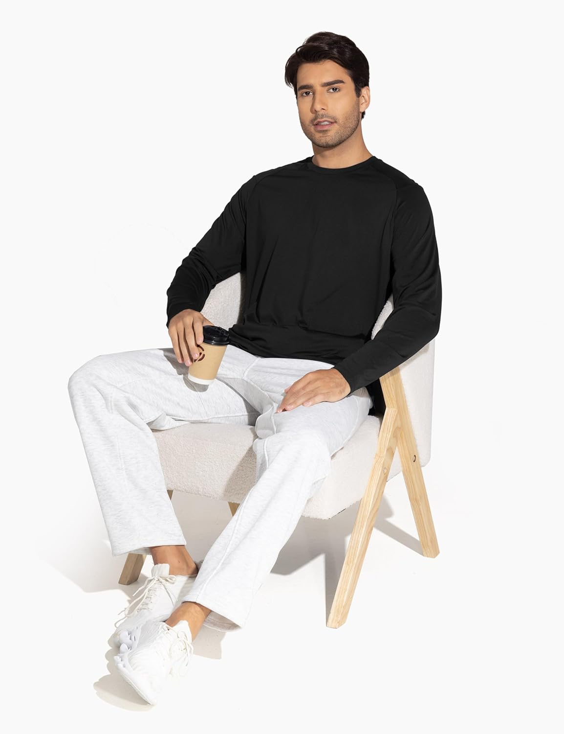 THE GYM PEOPLE Men's Lightweight Workout Shirts Loose Fit Long Sleeve Crewneck Athletic Tops - Image 6