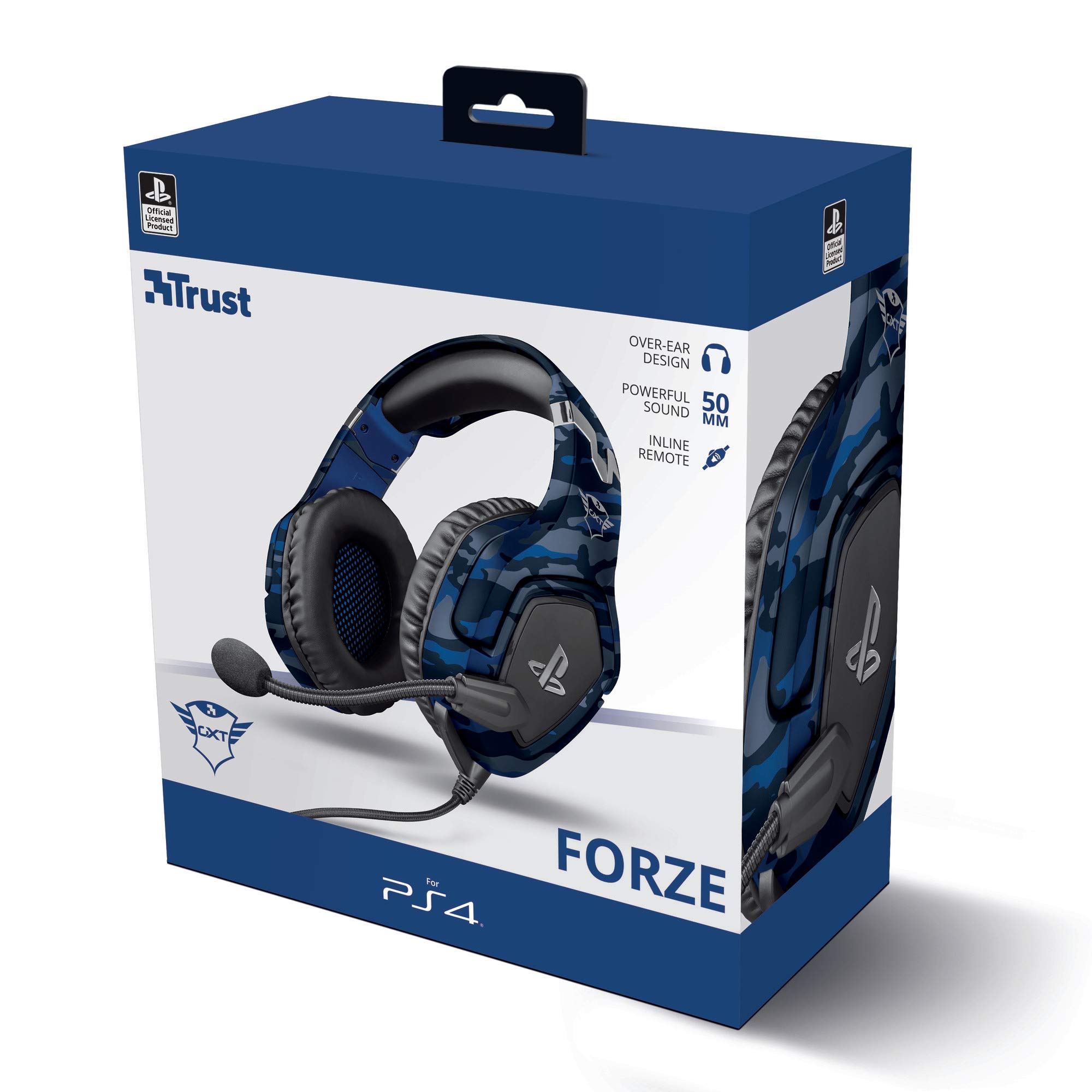 Trust Gaming Headset GXT 488 Forze-B - Offiziell Lizenziert für PlayStation - PS4 und PS5 Headset mit Klappbarem Mikrofon und Einstellbarem Kopfbügel, 3.5mm, Over-Ear Kopfhörer mit Kabel - Blau