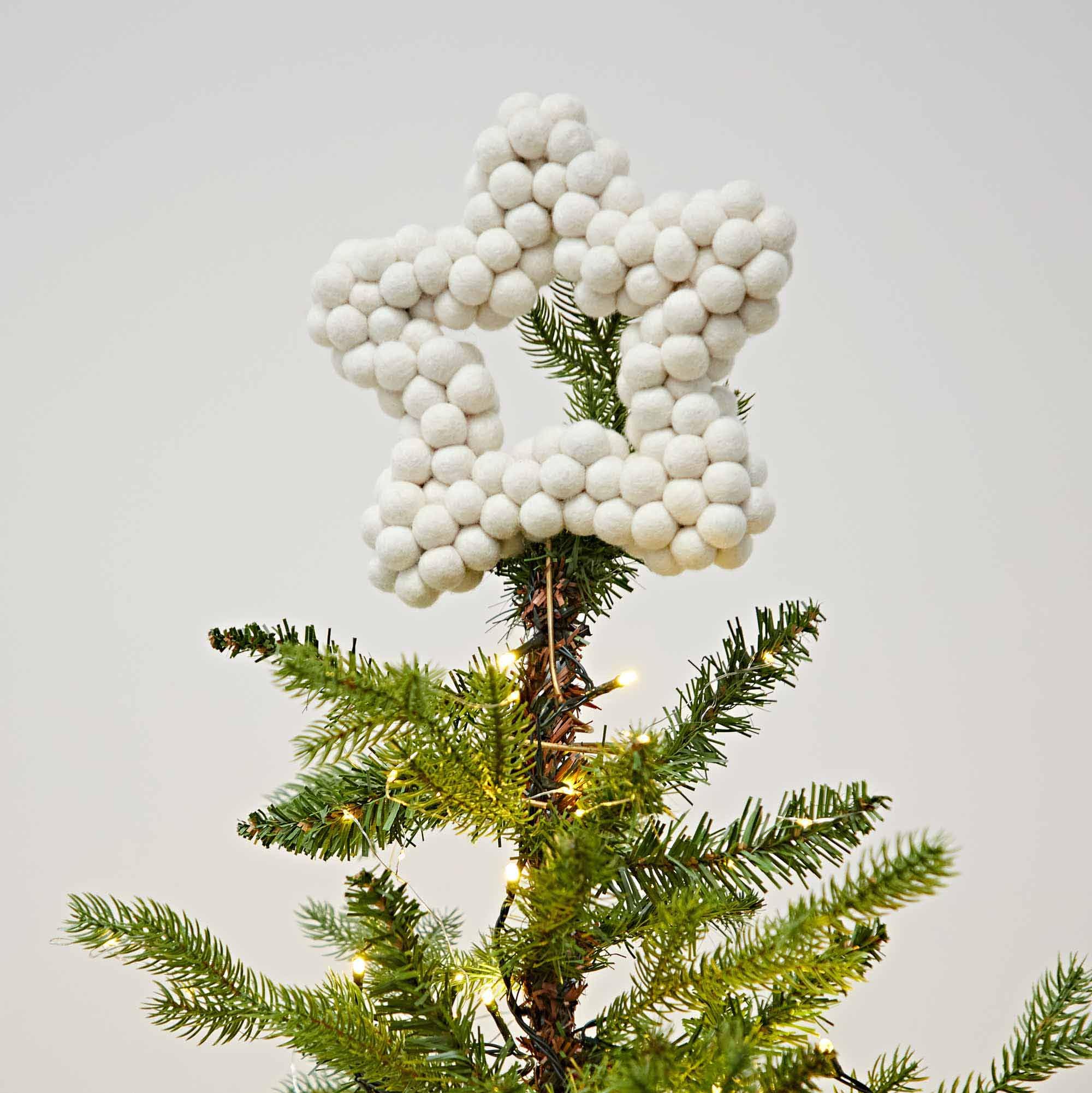 Felt Star Tree Topper - Wool Christmas Topper - Unusual Tree Star - Felt Handmade Xmas Décor - Classic Tree Ornament (Natural)