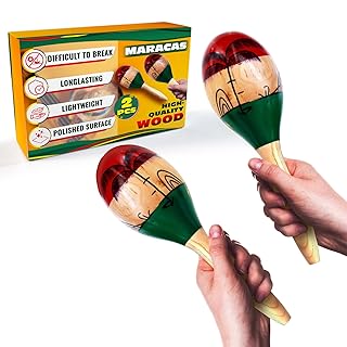 2 Pcs Large Wooden Maracas for Adults – 9.6” Handcrafted Wooden Percussion Instruments for Professional Music Practice, Studio Recording & Cultural Performance
